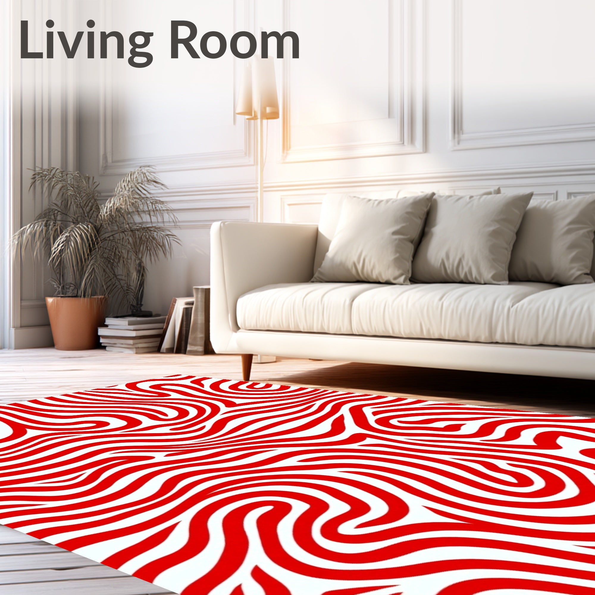 Crimson Red Abstract Swirl Rug