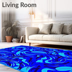 Vivid Blue Swirl Abstract Pattern Rug