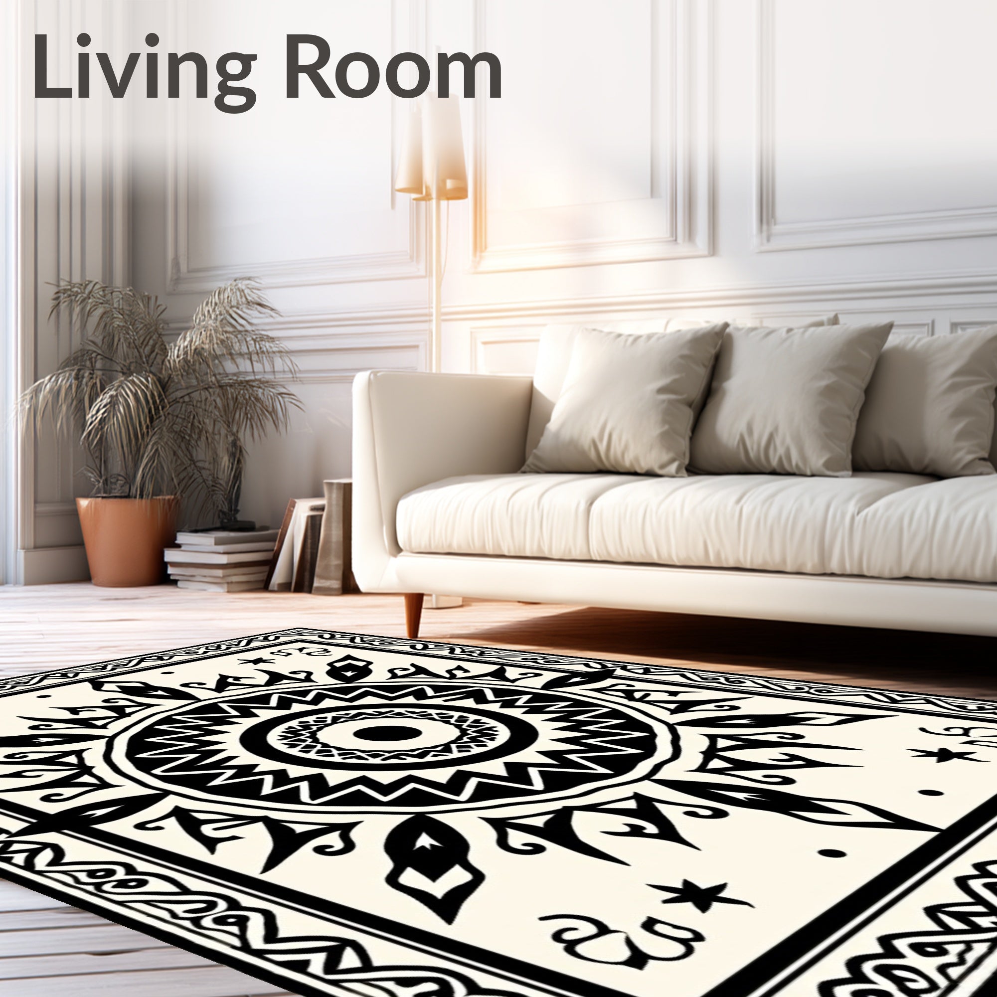 Bold Tribal Sun Mandala Design Rug
