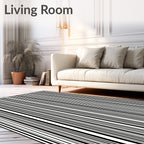 Modern Black White Stripe Pattern Rug