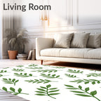 Simple Green Leaf Branch Pattern Rug