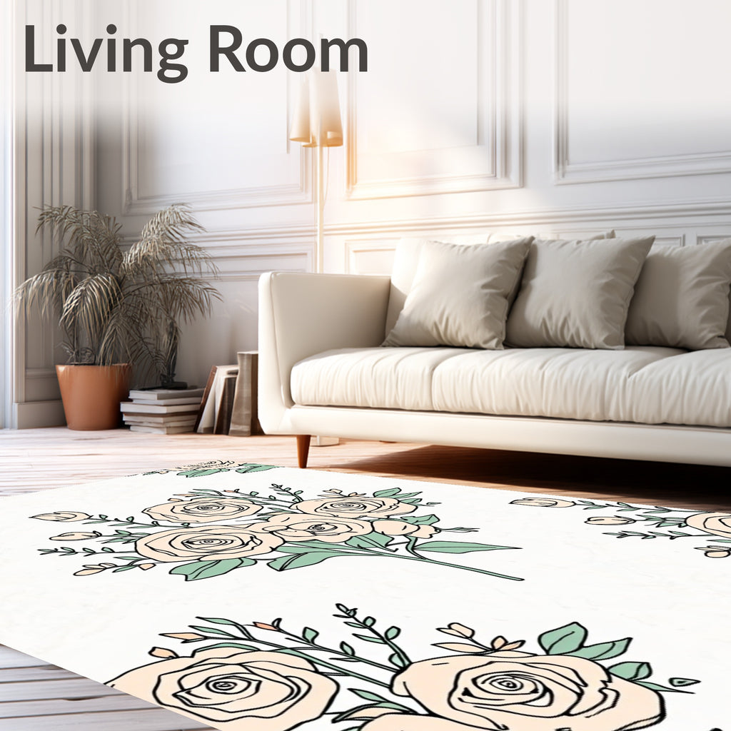 Romantic Roses Floral Pattern Rug