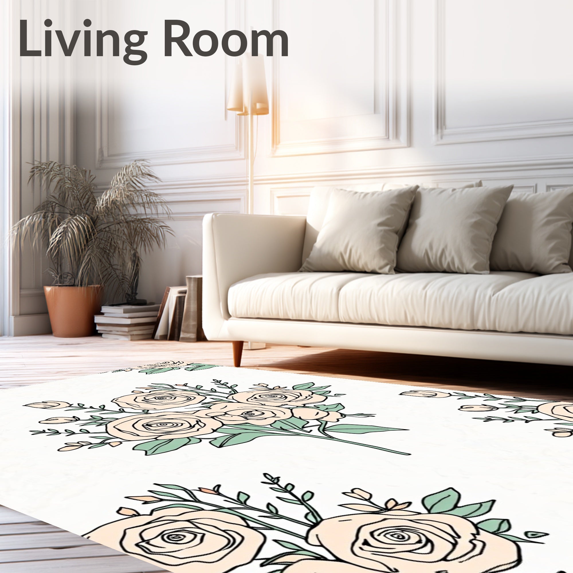 Romantic Roses Floral Pattern Rug