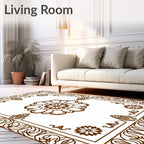 Ornate Mandala Brown Pattern Rug