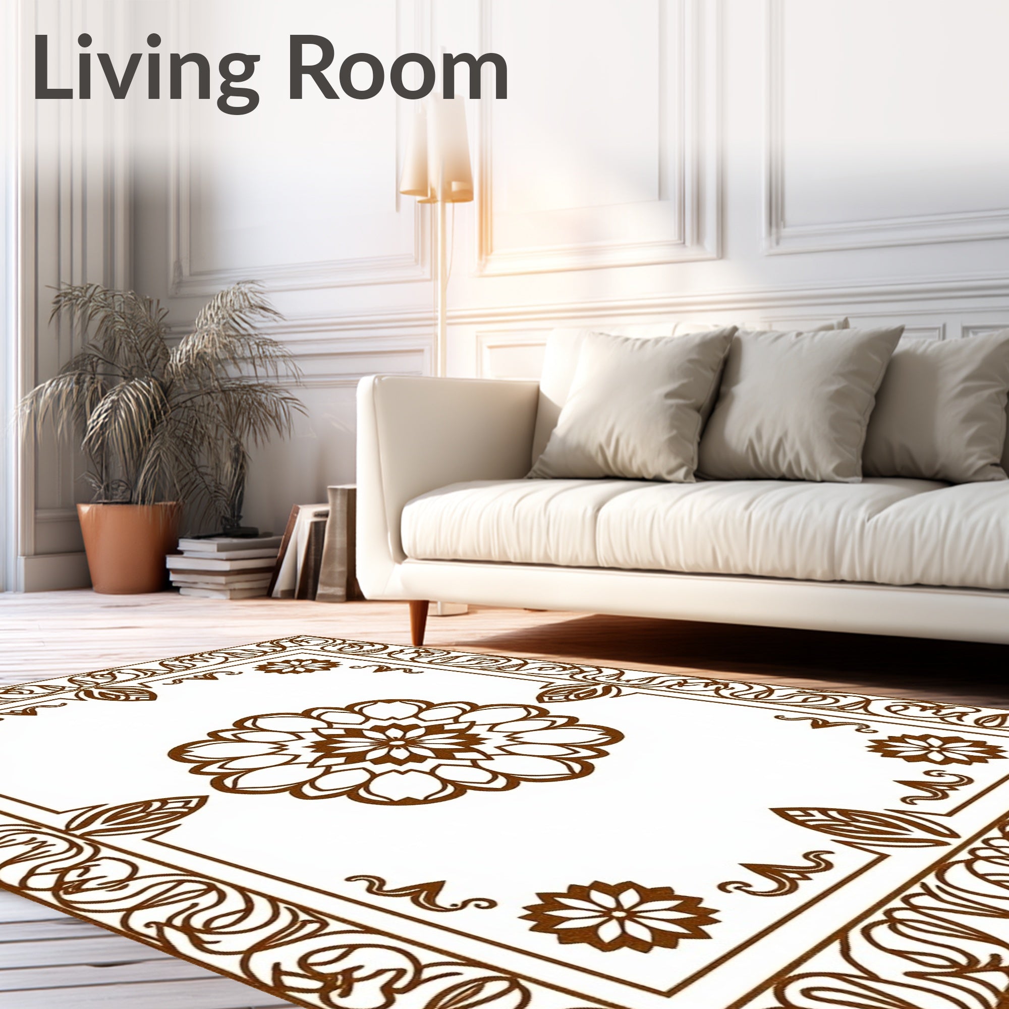 Ornate Mandala Brown Pattern Rug