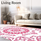 Vibrant Pink Floral Mandala Pattern Rug