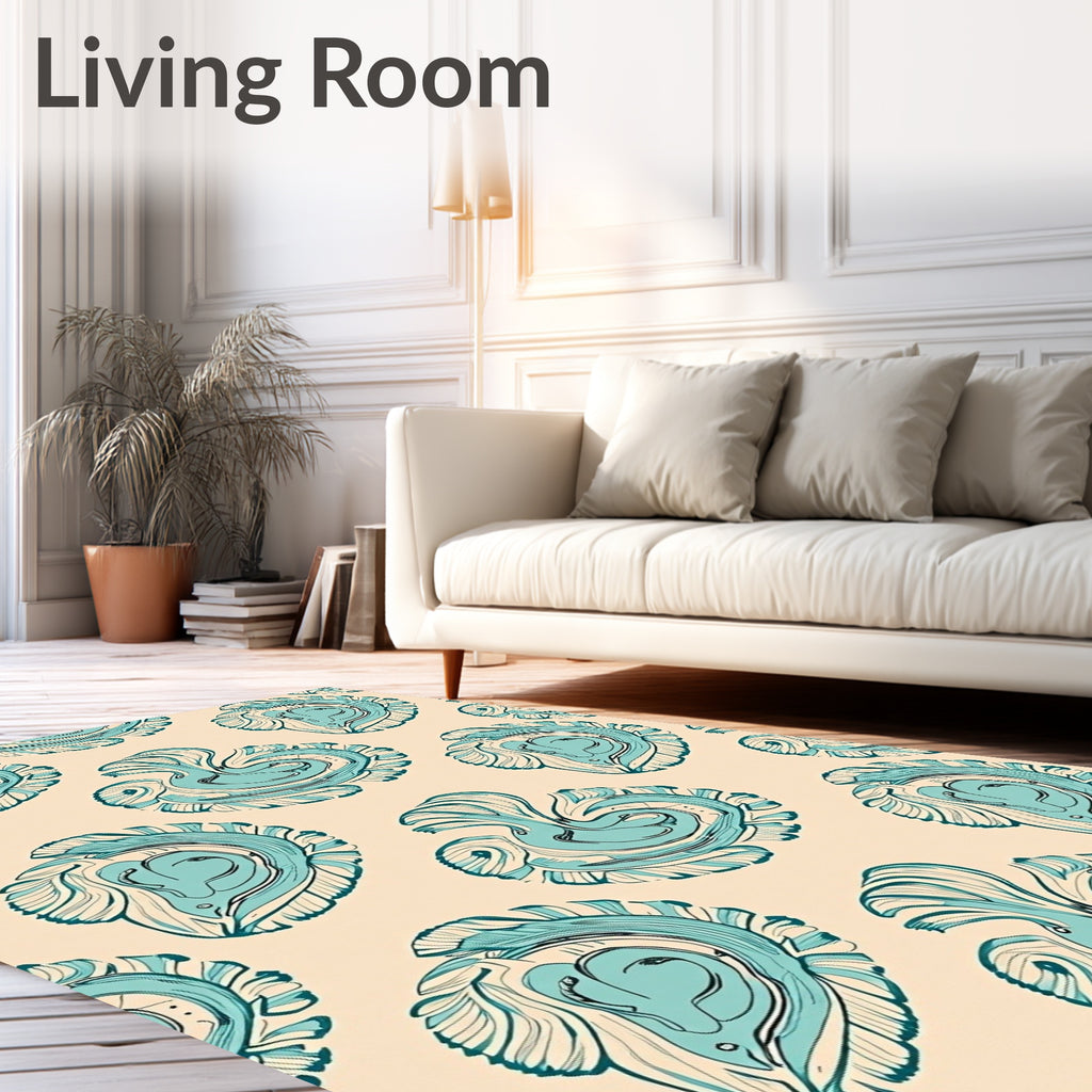Abstract Swirl Crane Pattern Rug