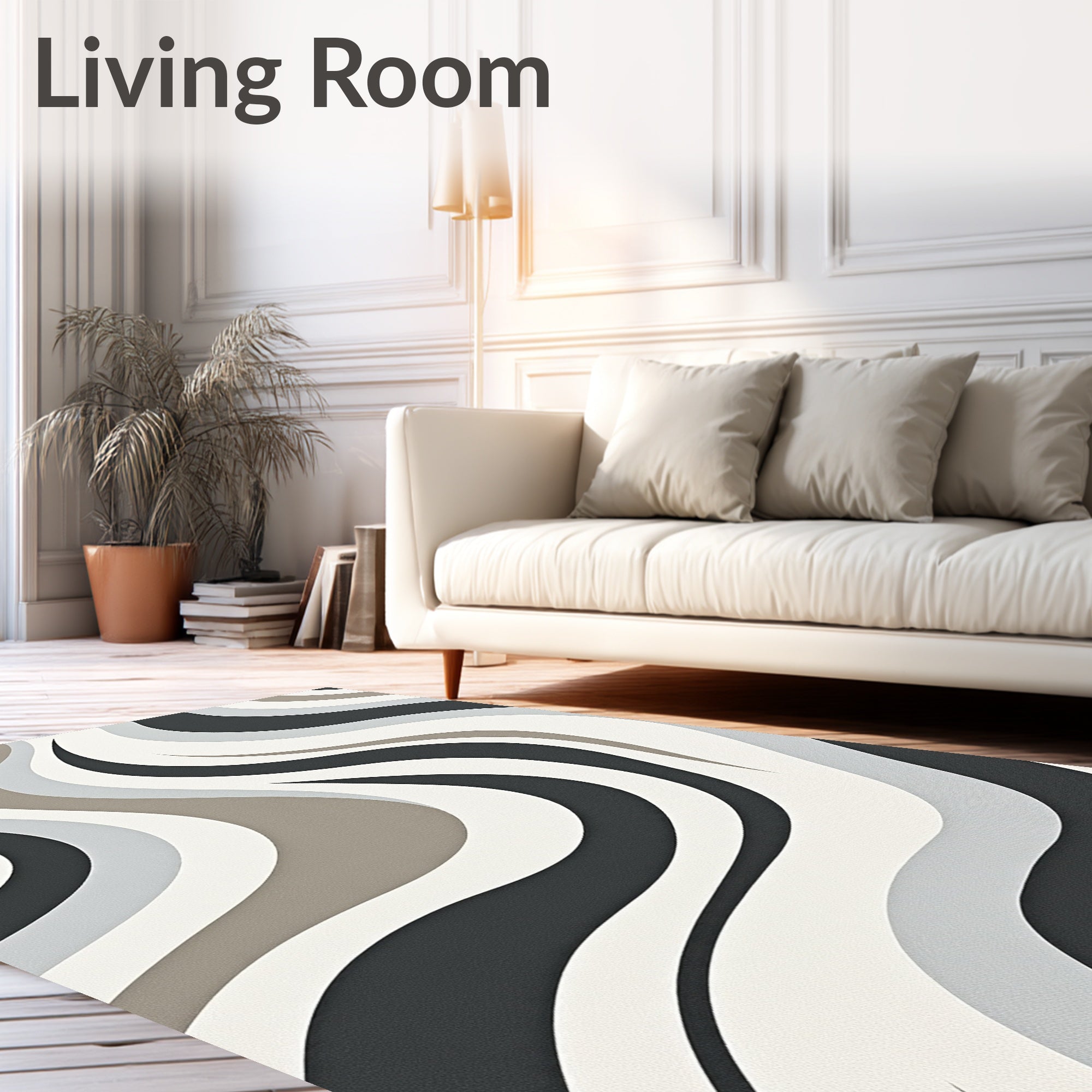 Abstract Swirl Neutral Color Rug