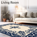 Ornate Floral Scrollwork Decorative Design Rug