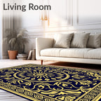 Elegant Gold Floral Border Rug