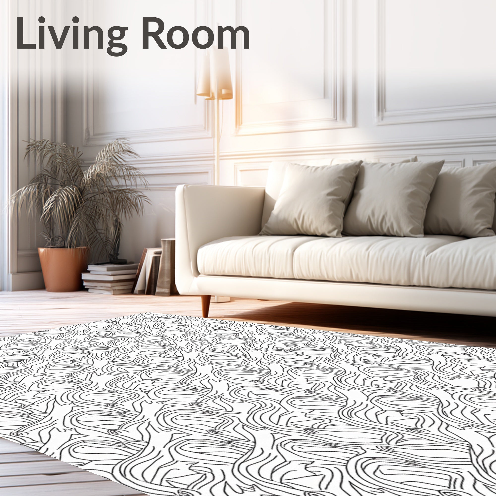 Abstract Wavy Wood Grain Graphic Rug