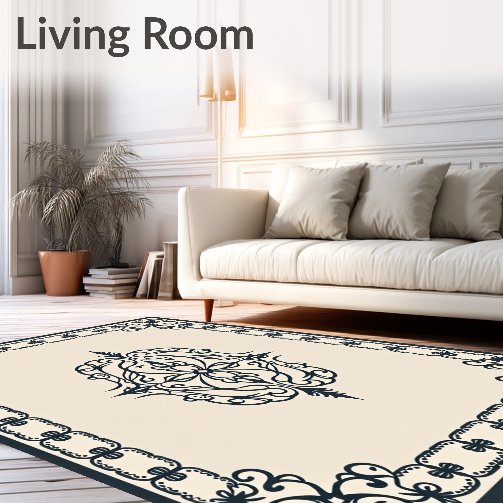 Classic Scrollwork Chain Border Design Rug