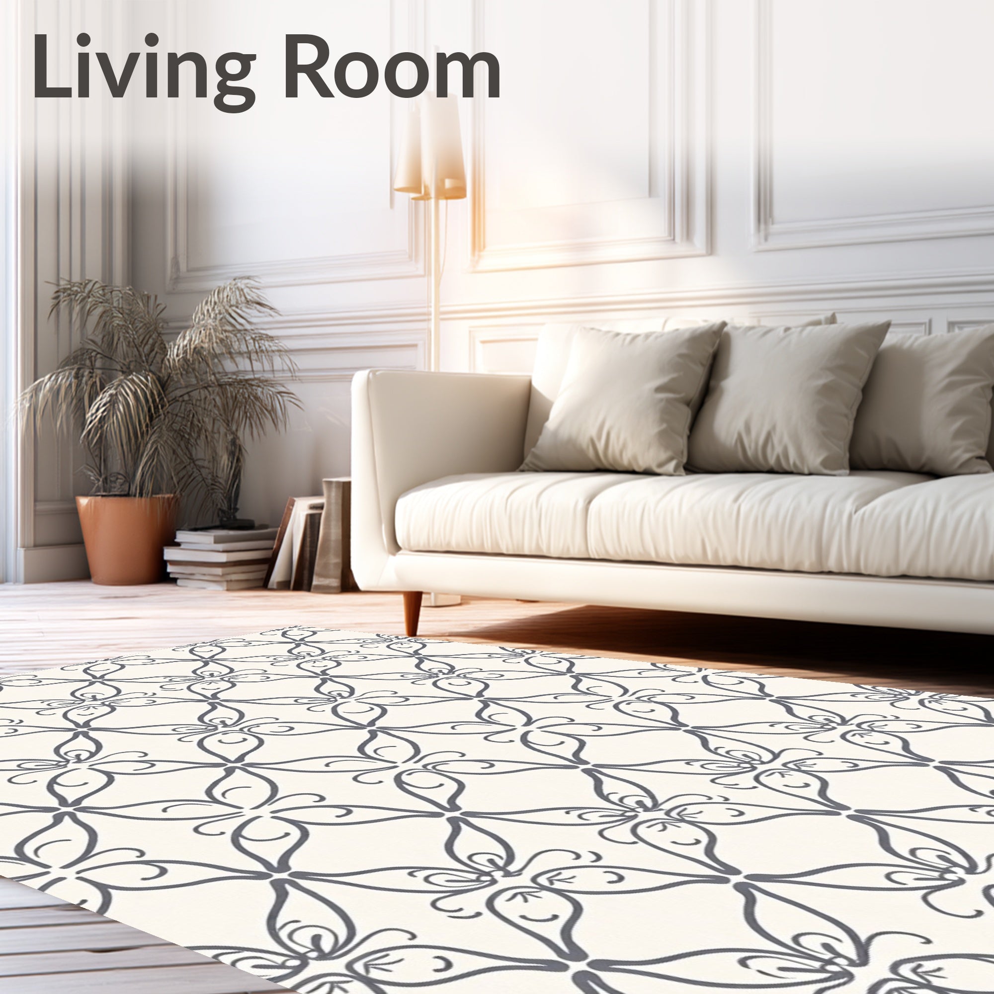 Elegant Swirls Patterned Design Rug