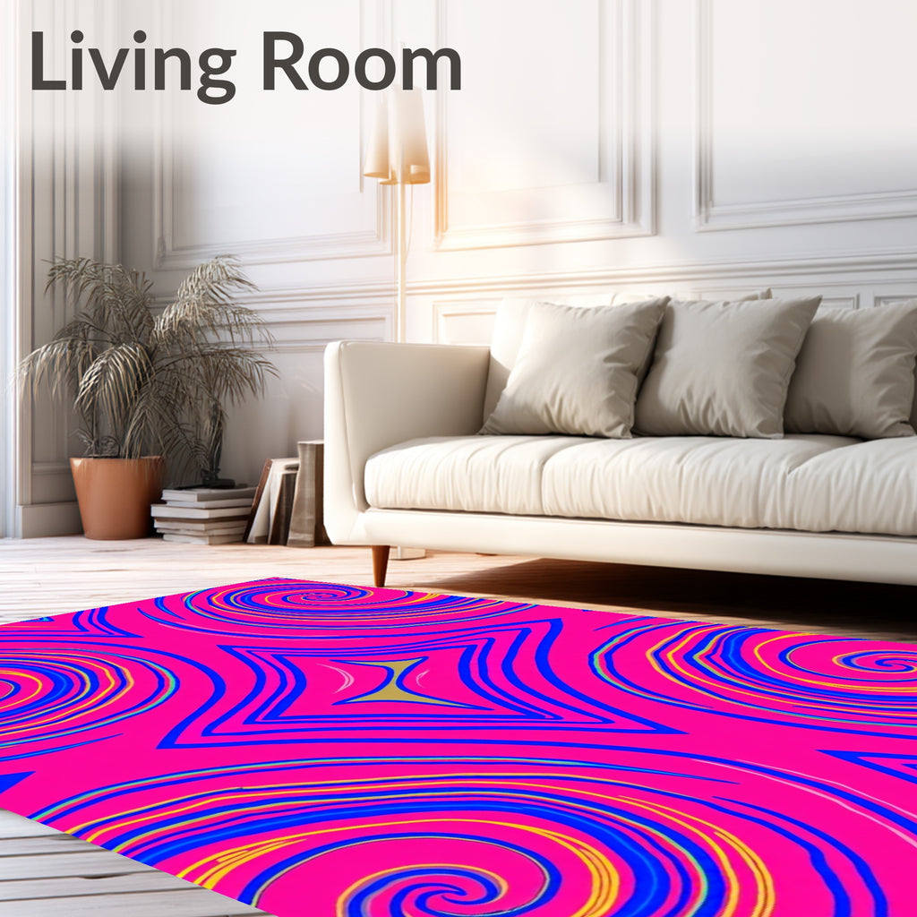 Bold Abstract Swirl Star Pattern Rug