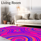 Bold Abstract Swirl Star Pattern Rug
