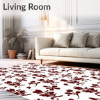 Stylized Branches Heart Botanical Motif Rug