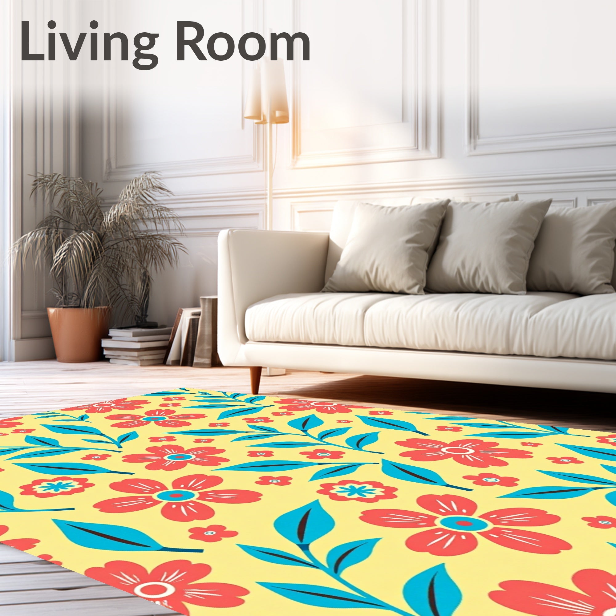 Bold Floral Branches And Leaves Rug