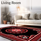 Intricate Red Floral Mandala Patterned Rug
