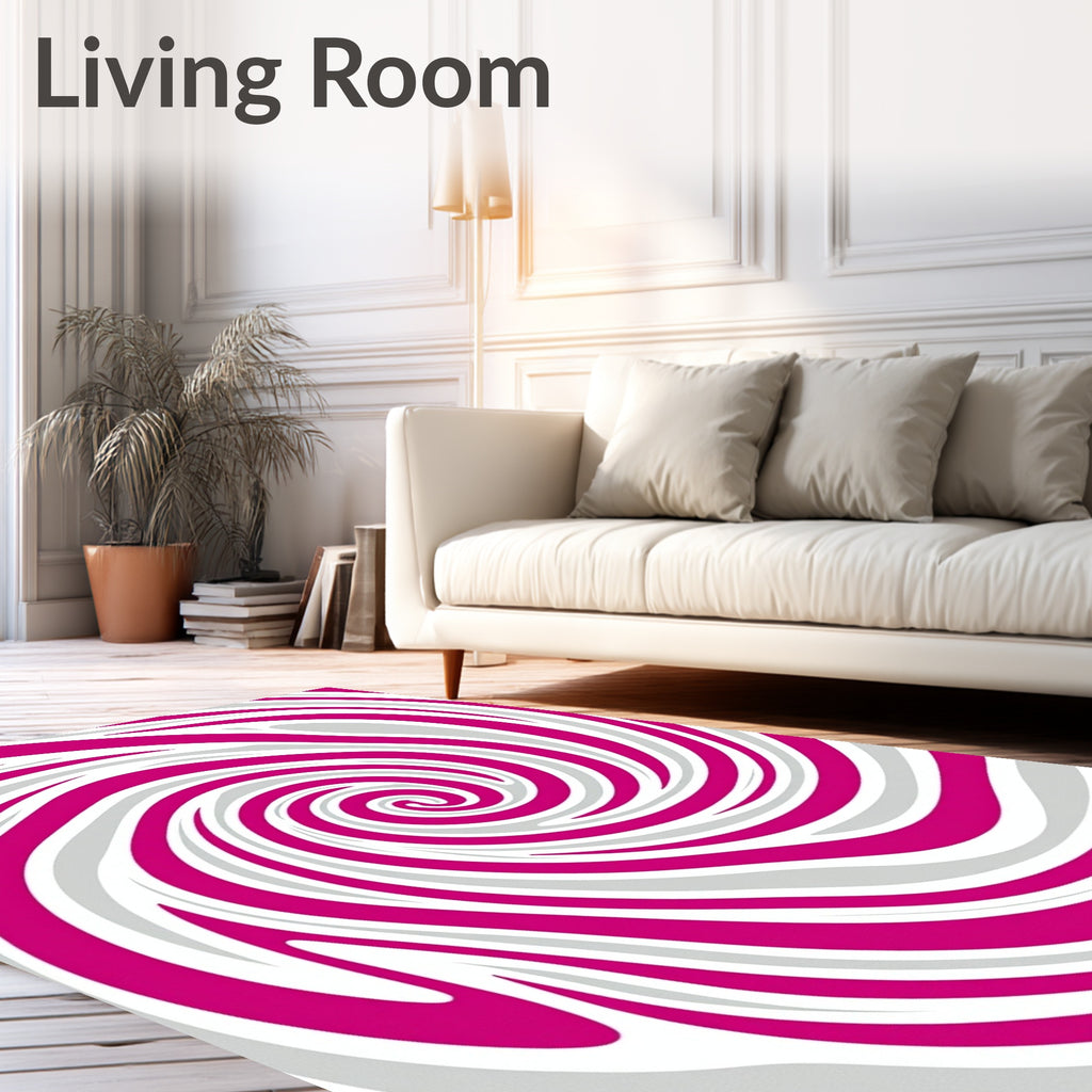 Magenta White Swirl Pattern Rug