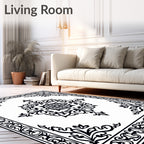 Ornate Floral Border Pattern Rug
