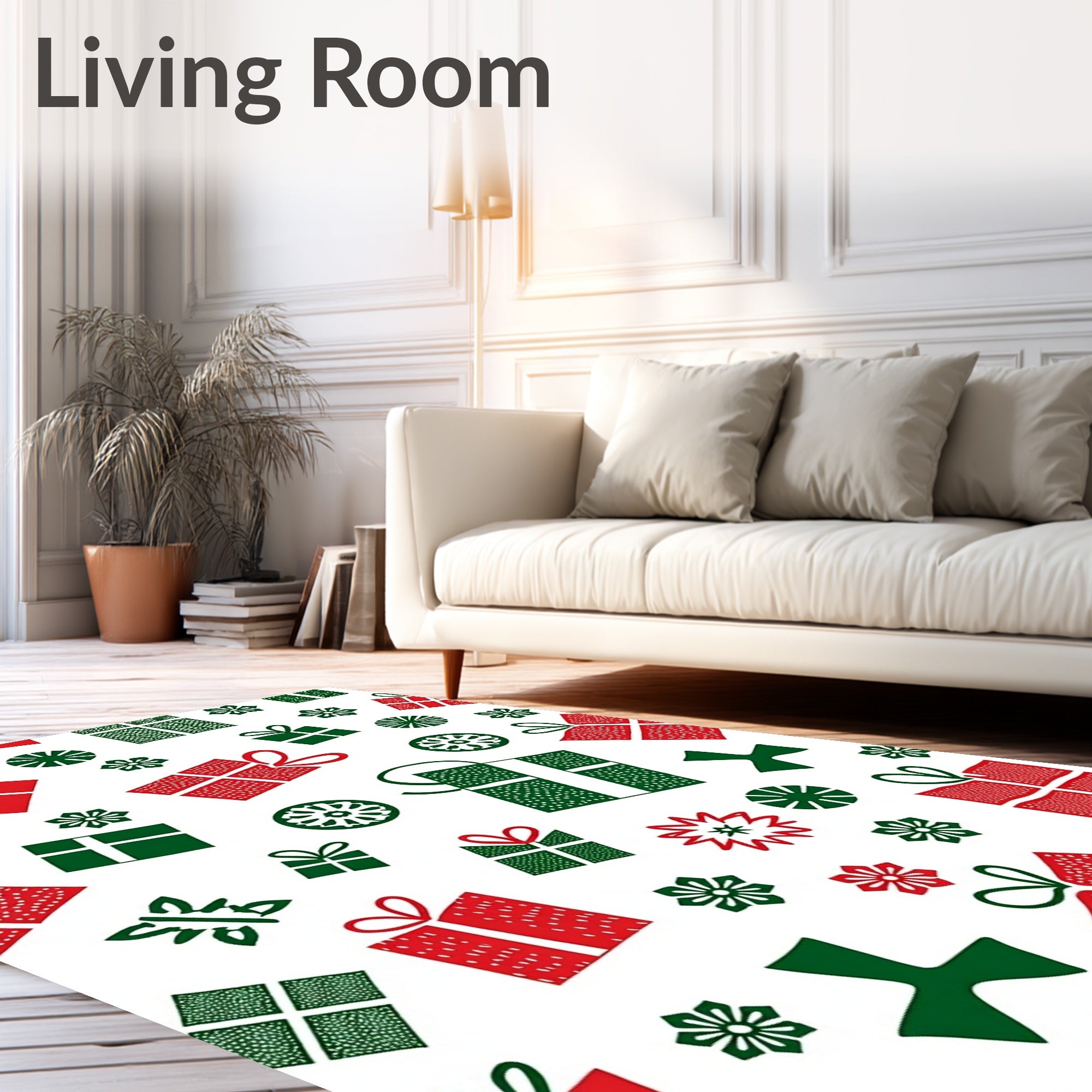 Classic Red Green Gift Boxes Rug