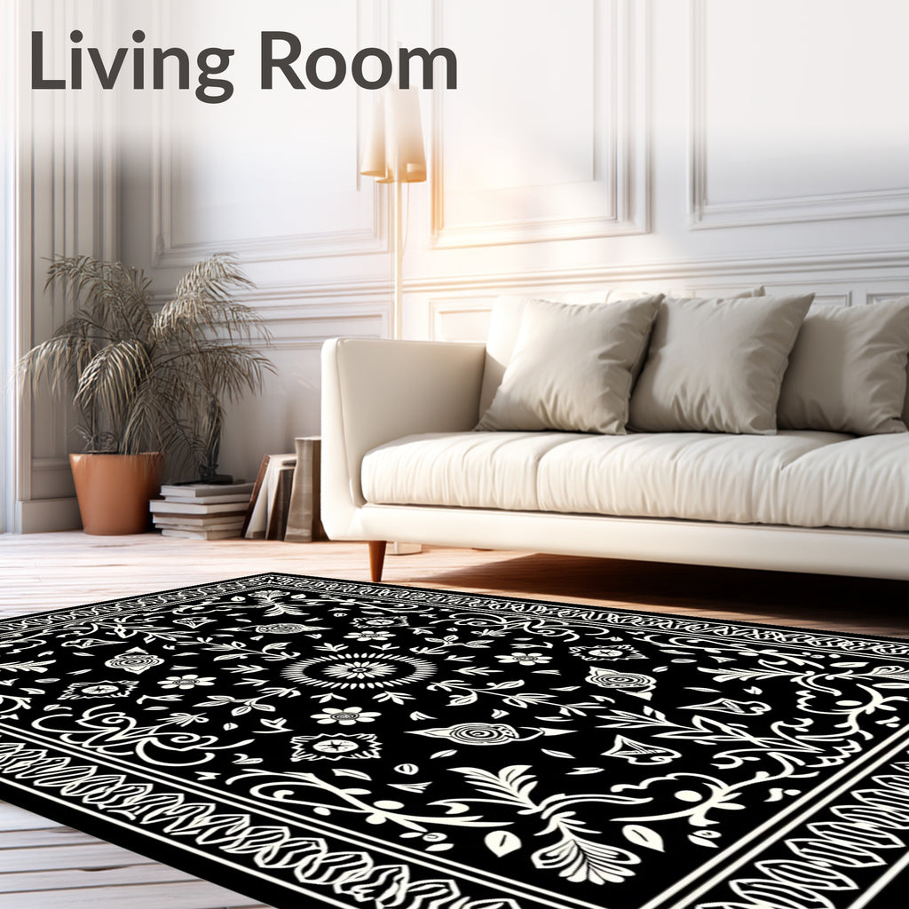 Classic Floral Monochromatic Ornament Rug