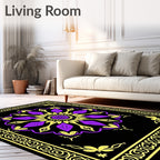 Vibrant Purple Yellow Mandala Design Rug