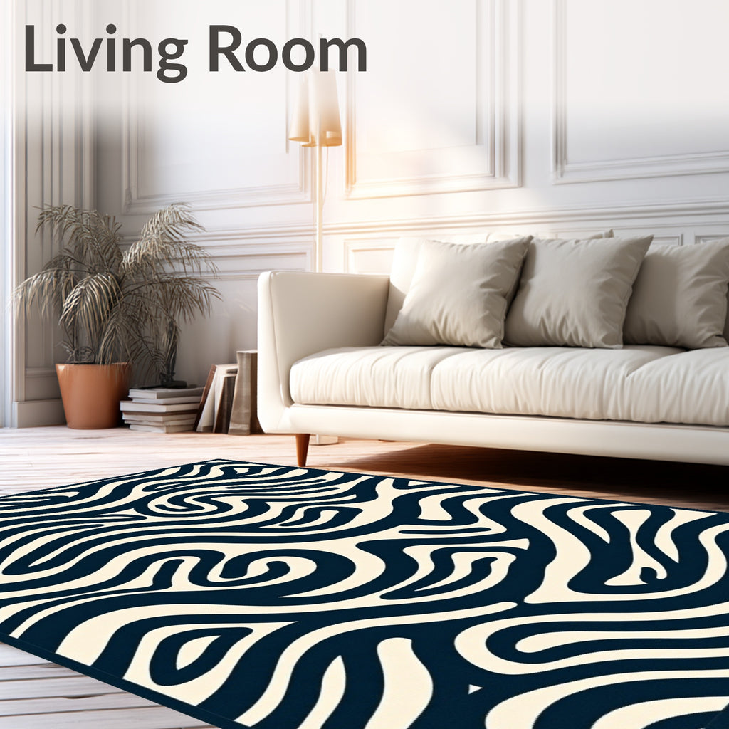 Rivulet Dark Wave Abstract Pattern Rug