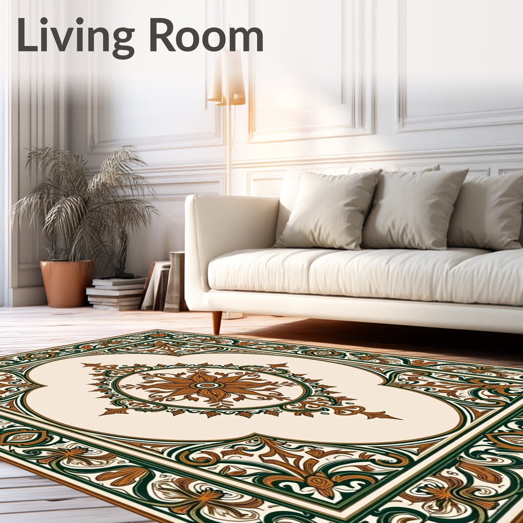 Elegant Floral Medallion Border Rug