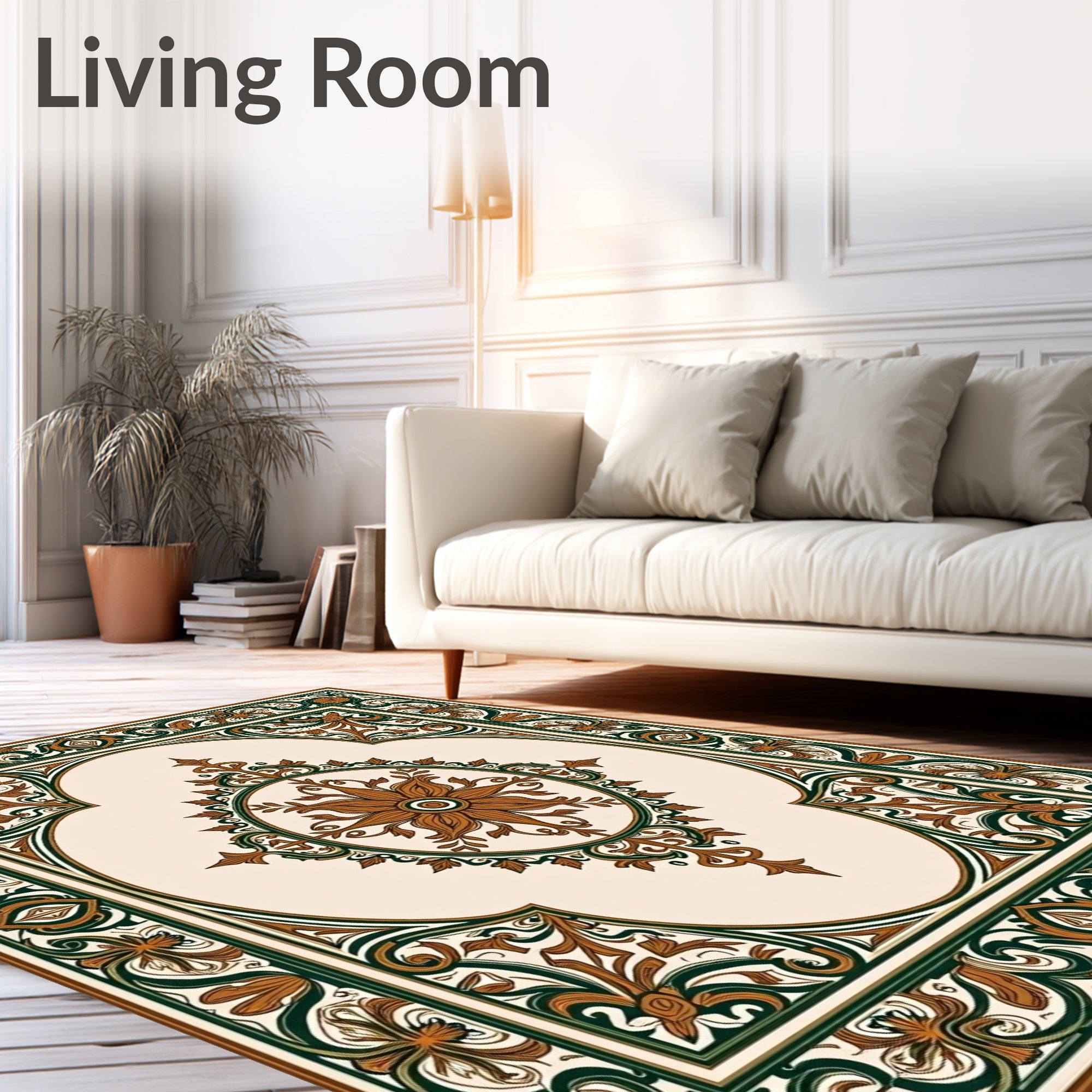 Elegant Floral Medallion Border Rug
