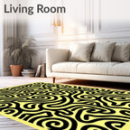 Bold Black Swirl Patterned Rug
