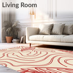 Red Leaf Swirl Modern Art Rug