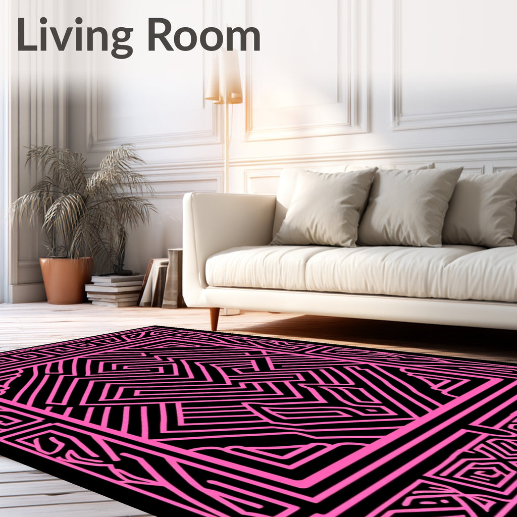 Vibrant Geometric Maze Pattern Rug