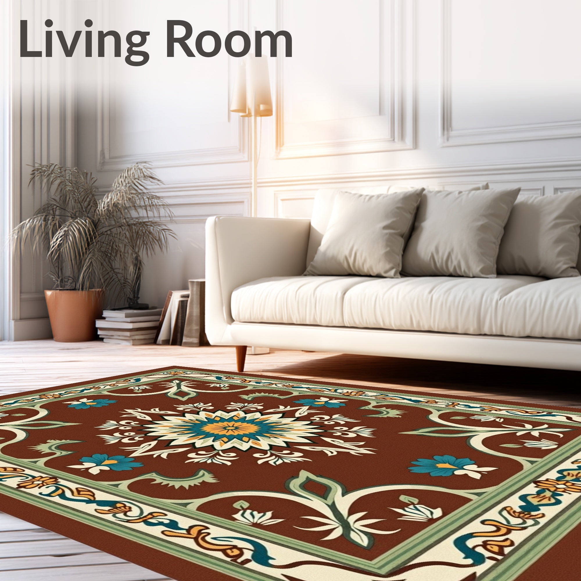 Ornate Floral Medallion Pattern Rug