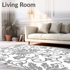 Classic Floral Scrollwork Gray Pattern Rug