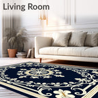 Ornate Floral and Geometric Scrollwork Design Rug