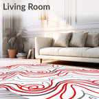 Abstract Red Heart Swirl Pattern Rug