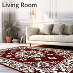 Rich Red Floral Medallion Pattern Rug