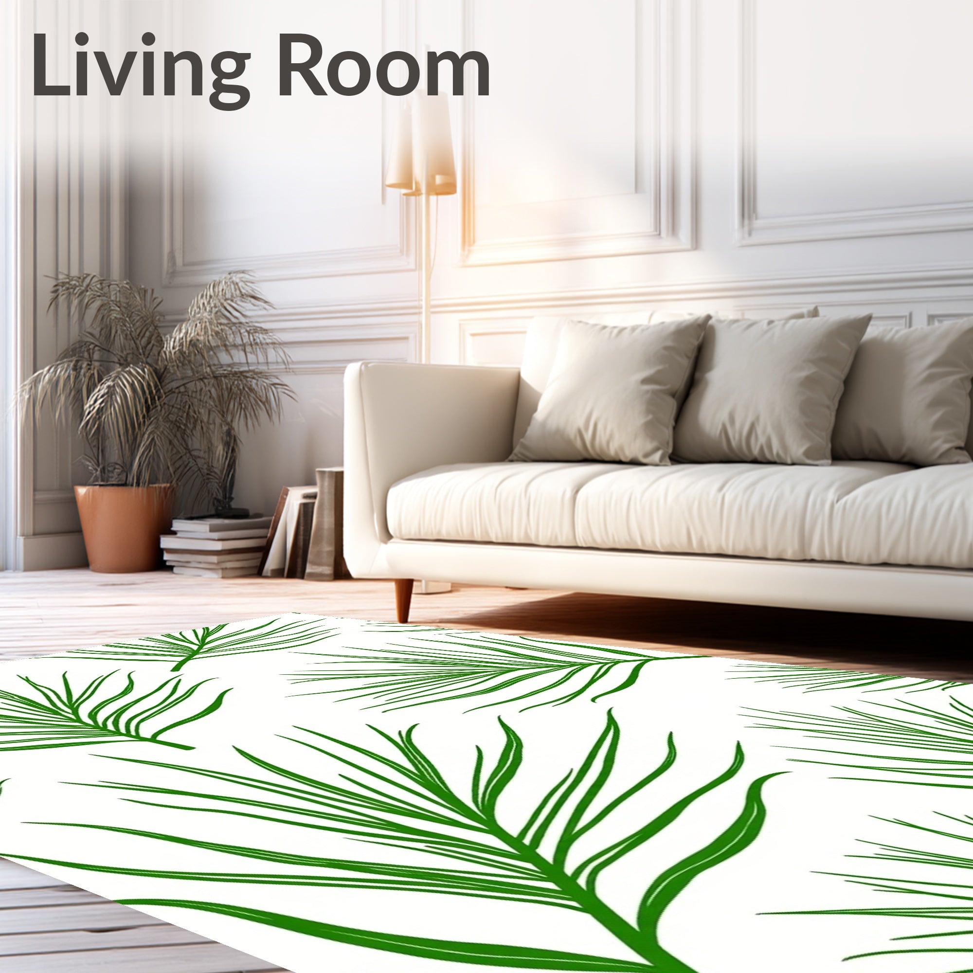 Green Tropical Leaf Pattern Design Rug