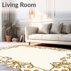 Classic Gold Floral Scroll Border Rug
