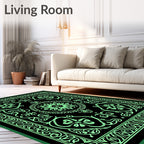 Art Deco Style Floral Border Rug