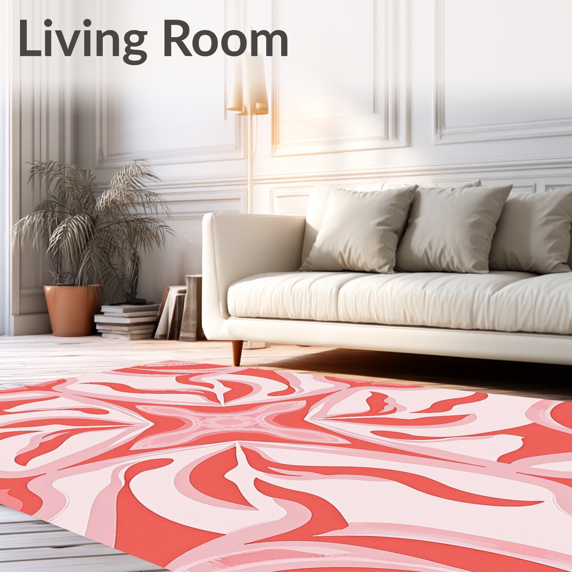 Coral Swirls Organic Pattern Rug