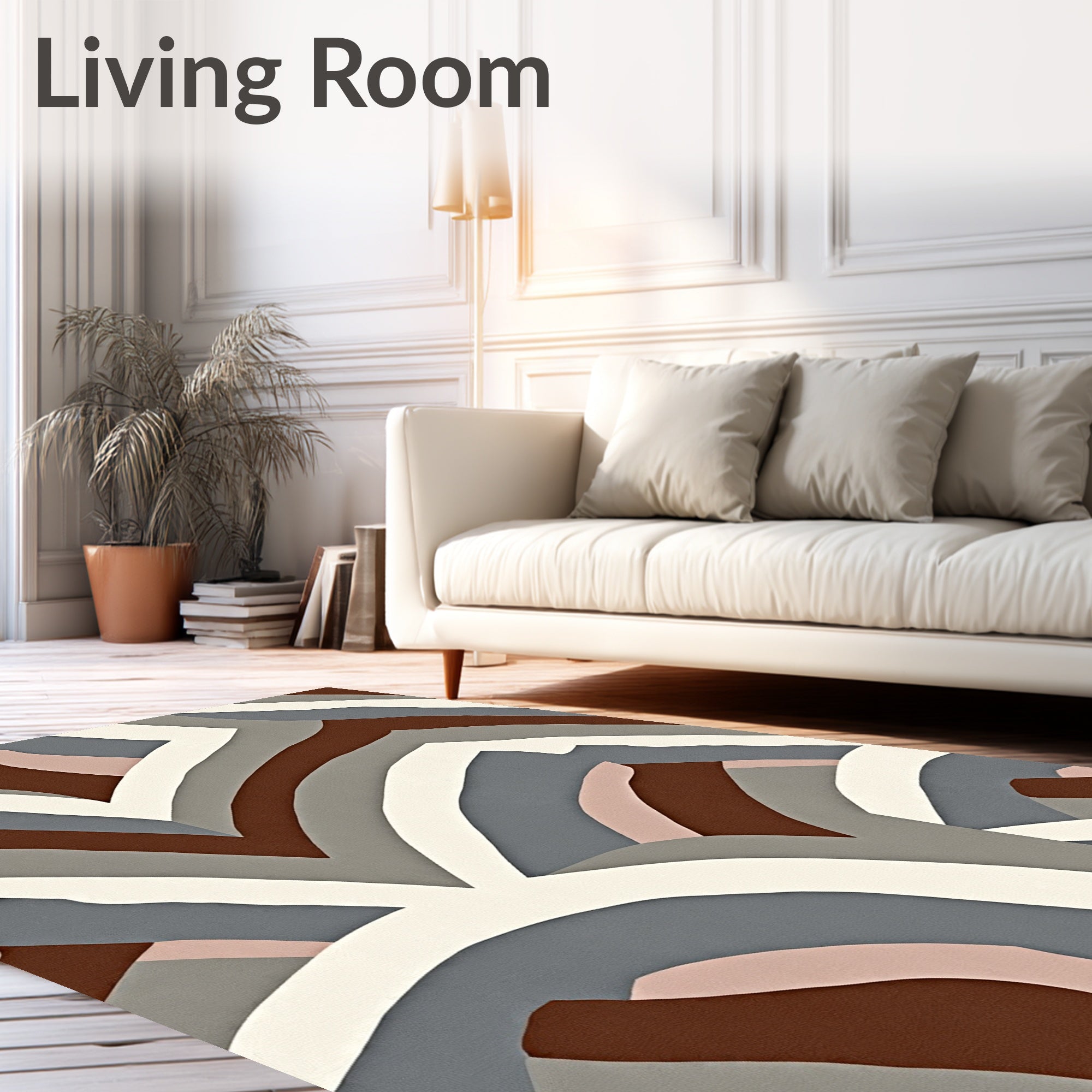 Abstract Wavy Layered Design Rug