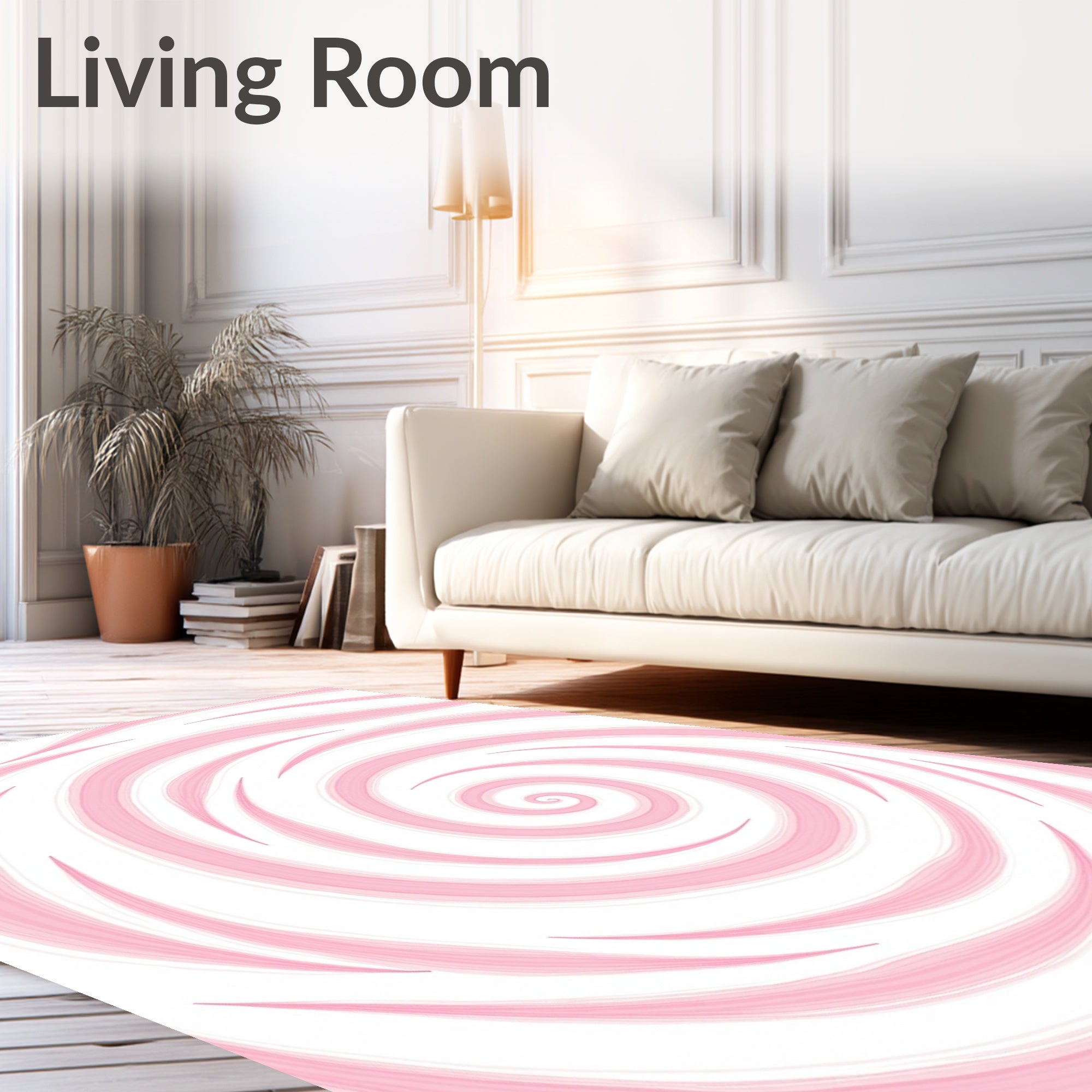 Pink Swirl Brushstroke Abstract Pattern Rug