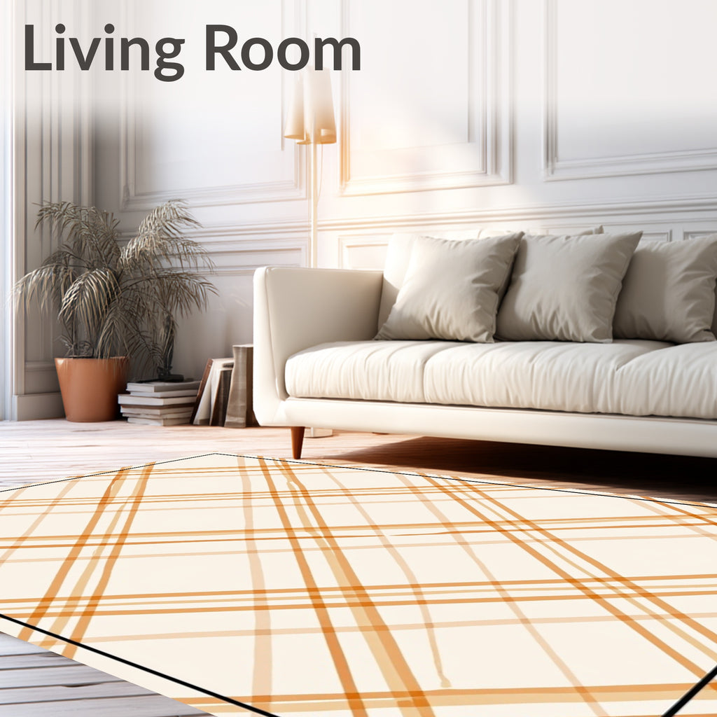 Orange Woven Plaid Pattern Rug