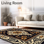 Ornate Floral Medallion Pattern Rug