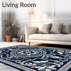 Vintage Scroll Floral Medallion Design Rug