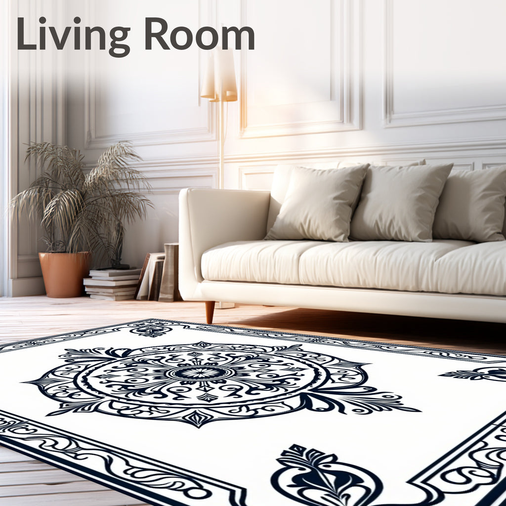 Classic Medallion Scroll Border Design Rug