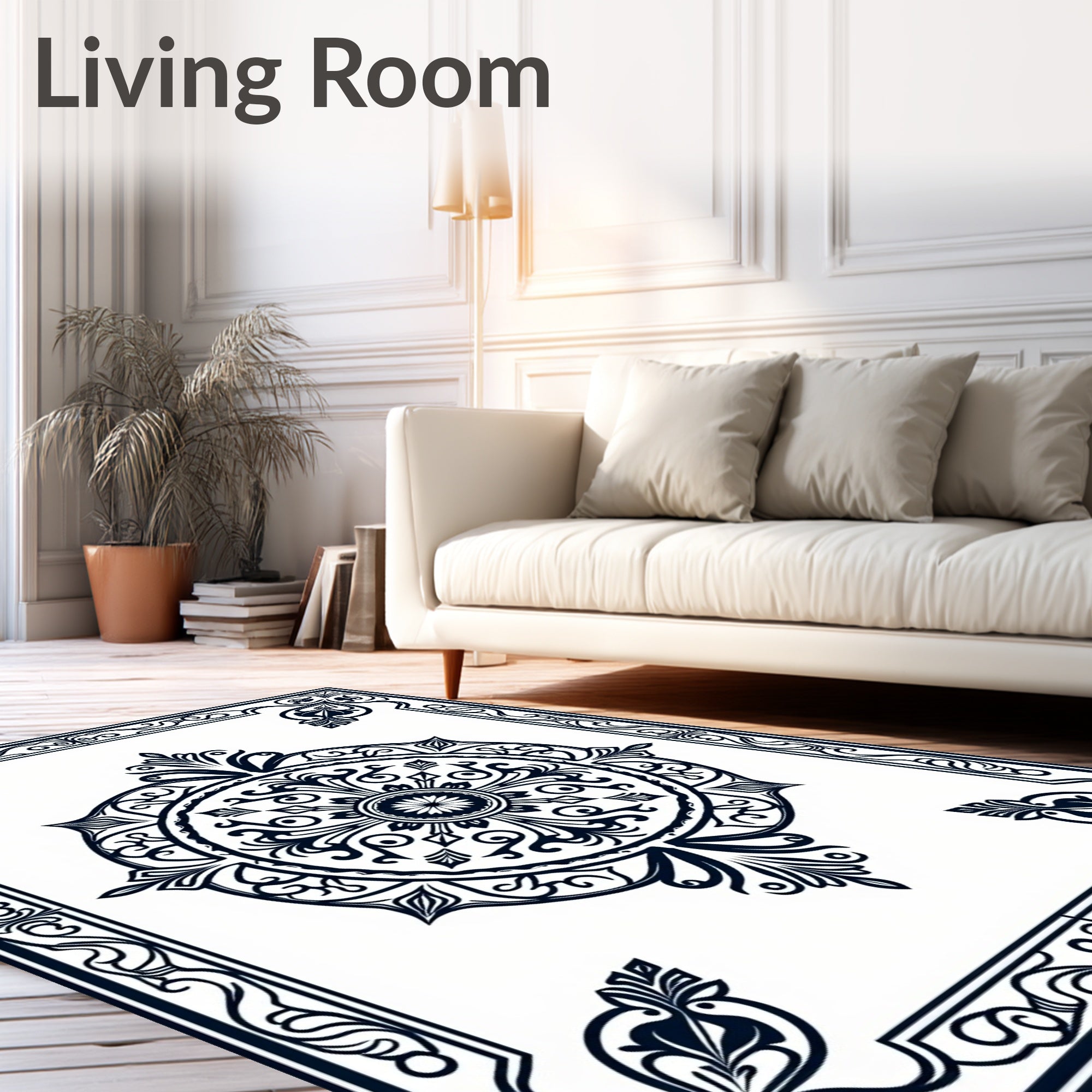 Classic Medallion Scroll Border Design Rug