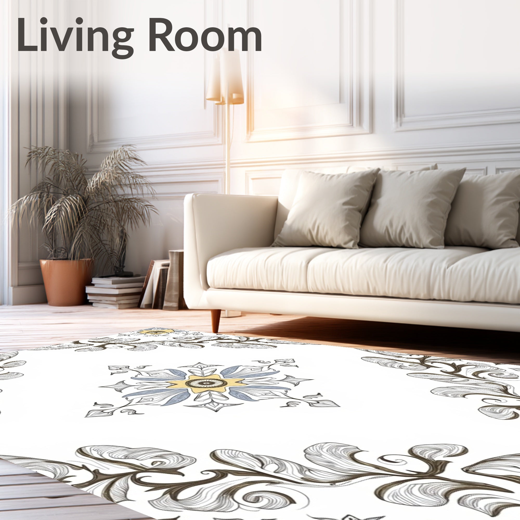 Ornate Floral Medallion Pattern Rug